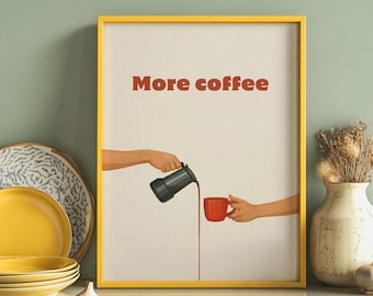Caffe Poster: Italian Moka Pot Print, Modern Kitchen Wall Art Poster