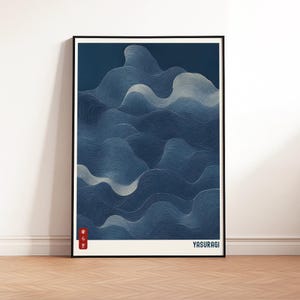 Blue Waves Japandi Wall Art Print, Japanese Wall Art, Wabi Sabi Wall Art, Japanese Poster, Printable Wall Art (A2, A3,A4,A5 Size)