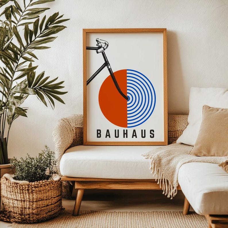 Bauhaus bicycle poster, bicycle wall art, Bauhaus art print, cycling decor, minimalist bike art, modernist poster, geometric bicycle design, abstract bike print, Bauhaus style wall decor, retro bicycle poster, printable bike art, bike lover gift