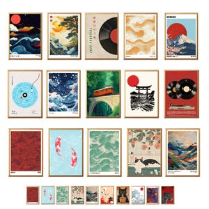 Japanese Wall Art Set of 50 Print, Japandi Wall Art, Japanese Art, Japandi Art, Gallery Wall Set, Digital Prints
