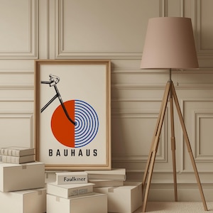 Bauhaus bicycle poster, bicycle wall art, Bauhaus art print, cycling decor, minimalist bike art, modernist poster, geometric bicycle design, abstract bike print, Bauhaus style wall decor, retro bicycle poster, printable bike art, bike lover gift