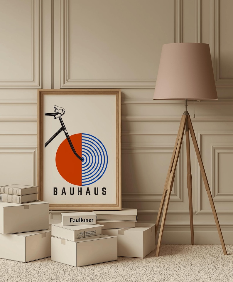 Bauhaus bicycle poster, bicycle wall art, Bauhaus art print, cycling decor, minimalist bike art, modernist poster, geometric bicycle design, abstract bike print, Bauhaus style wall decor, retro bicycle poster, printable bike art, bike lover gift