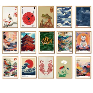 Japanese Wall Art Set of 50 Print, Japandi Wall Art, Japanese Art, Japandi Art, Gallery Wall Set, Digital Prints