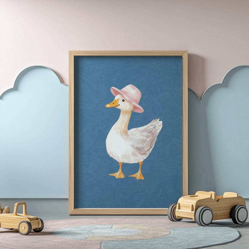 Silly Goose Wall Art, Cute Goose Poster, Dark Blue Boy Nursery Decor ...