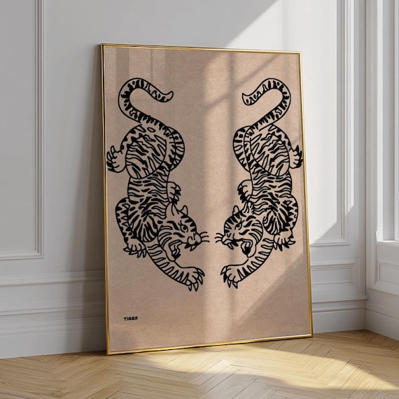 Minimalist Tiger Art Print: Japanese Poster (Digital Download)