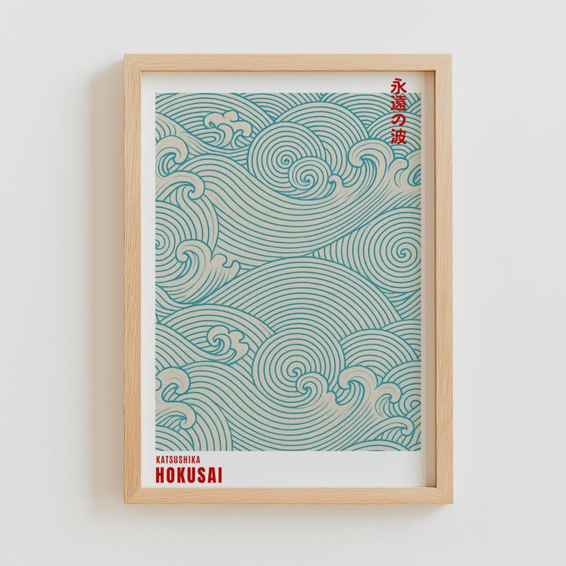 The Silent Dance of Waves, Japanese Waves, Hokusai Print, Japanese Art Print, Vintage Japanese Print, Digital download, A5, A4, A3,A2
