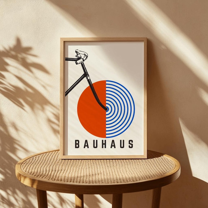 Bauhaus bicycle poster, bicycle wall art, Bauhaus art print, cycling decor, minimalist bike art, modernist poster, geometric bicycle design, abstract bike print, Bauhaus style wall decor, retro bicycle poster, printable bike art, bike lover gift