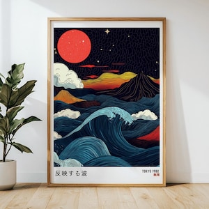 Abstract Japanese Landscape Poster, Japanese Wall Art, Japandi Wall Art, Landscape Prints, Japandi Art, Printable Wall Art