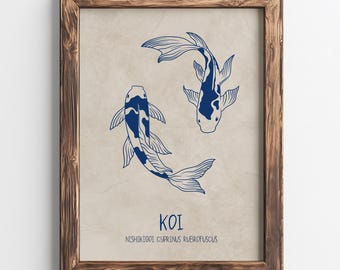 Koivissenprint, Japanse muurkunstprint, vintage print, trendy muurkunst, esthetische muurkunst, koivissenposter, Japanse downloadposter