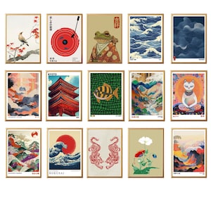 Japanese Wall Art Set of 50 Print, Japandi Wall Art, Japanese Art, Japandi Art, Gallery Wall Set, Digital Prints