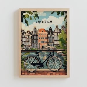Amsterdam travel print - Netherlands, Amsterdam Poster, Birthday present, Wedding Gift, Custom Text, Personalised Gift, download poster