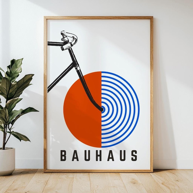Bauhaus bicycle poster, bicycle wall art, Bauhaus art print, cycling decor, minimalist bike art, modernist poster, geometric bicycle design, abstract bike print, Bauhaus style wall decor, retro bicycle poster, printable bike art, bike lover gift