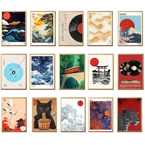 Japanese Wall Art Set of 50 Print, Japandi Wall Art, Japanese Art, Japandi Art, Gallery Wall Set, Digital Prints