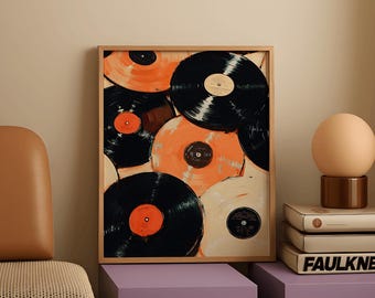 Vintage Record Eclectic Wall Art, Trendy Art, Retro Printable, Eccentric Prints, Music Poster, Vinyl Download, Vinyl Records, Digital File