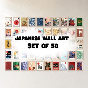 Japanese Wall Art Set of 50 Print, Japandi Wall Art, Japanese Art, Japandi Art, Chinoiserie Wall Art, Gallery Wall Set, Digital Poster Print
