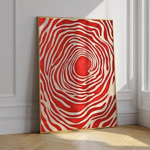 Red Abstract Wall Art, Modern Wall Art, Abstract Art Print, Contemporary Art, Bold Mid Century Decor, Trendy Wall Art, Digital Download