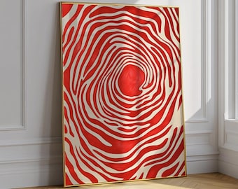 Roter abstrakter Kunstdruck: Auffälliges Mid-Century Modern Dekor Poster - Digital Download