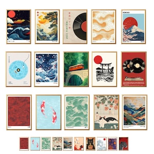 Japanese Wall Art Set of 50 Print, Japandi Wall Art, Japanese Art, Japandi Art, Gallery Wall Set, Digital Prints