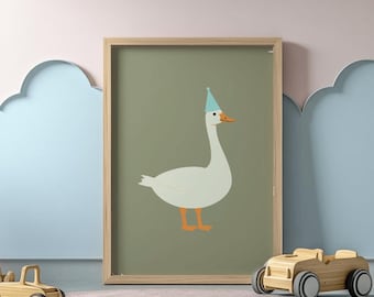 Silly Goose Art Print: Whimsical Nursery Decor (20x28 Inches) (Digital Download)