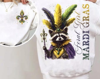 Chica Salvaje Mardi Gras Png, Mardi Gras Mapache PNG, Fleur De Lis Png, Diseño de Camisa Mardi Gras, King Cake Png, Cangrejo de Luisiana Png