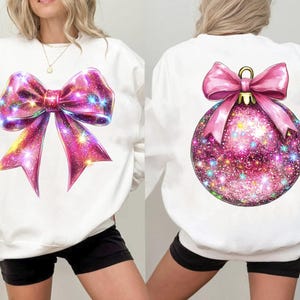 Pink Coquette Bow Christmas png, kerst png, kerst strik png, roze strik png, neon roze strik png, girly kerst png, hallo 2025 png, coquette bow