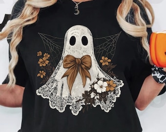 Fantasma de renda de Halloween PNG, Coquete assustador PNG, Laço laranja fantasma feminino PNG, Fantasma de renda PNG, Temporada assustadora PNG, Fantasma de Halloween PNG