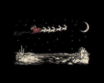 Santa Sleigh Png Svg, Cowboy Santa Christmas SVG PNG, Vintage Rodeo Xmas Graphic, Funny Cowboy Shirt File, Vintage Rodeo, Santa Flying