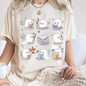 Funny Book Lover Halloween PNG, Cute Ghost Book Nerd, Ghost Halloween PNG, Ghost PNG, Teacher Png, Librarian Sublimation, Spooky Season Png