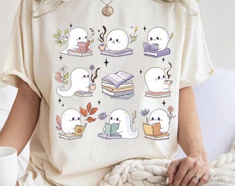 Funny Book Lover Halloween PNG, Cute Ghost Book Nerd, Ghost Halloween PNG, Ghost PNG, Teacher Png, Librarian Sublimation, Spooky Season Png