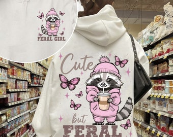 Cute But Feral Png, Sarcastic Snarky Png, Raccoon Png, Feral Girl Png, Vintage Raccon Png, Feral png, Gift for her Png, Raccon Feral Png