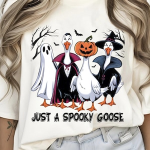 Just a Spooky Goose PNG, Funny Halloween Goose Png, Goose in Halloween Costumes Sublimation, Cute Horror Png, Spooky Goose Png