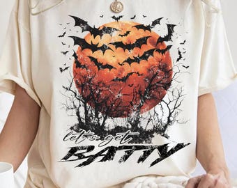 Lasst uns verrückt werden (PNG), Halloween-Fledermäuse (Pinselstrich-PNG), Halloween (PNG), Fliegende Fledermäuse (PNG), Retro-Halloween-Fledermäuse-Shirt (PNG), Gruselsaison (PNG)