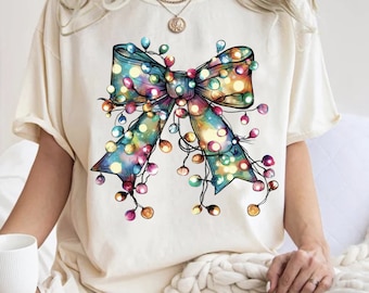 Christmas Light Coquette Bow PNG, Christmas Season Png, New year PNG, Christmas png, Retro Christmas Shirt PNG, png files