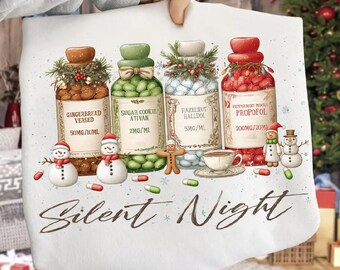 Nurse Png, Silent Night Christmas Nurse Png, Medical Christmas Shirt, Er Nurse, ICU Nurse Christmas PNG, Festive Healthcare Png