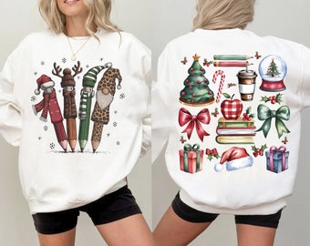 Coquette Teacher Christmas Png, Pencil Christmas Png, Coquette Christmas Png, Merry Teacher Png, Teacher Appreciation Gift, Teacher Life Png
