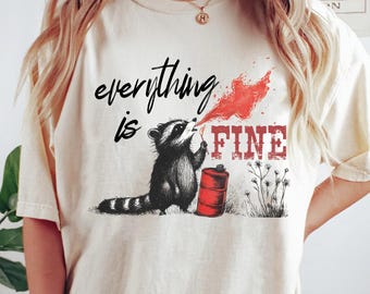 Everything is Fine Png, Raccoon Png, stressed png, mental health png, anti-social png, trendy designs, funny png, sarcastic png