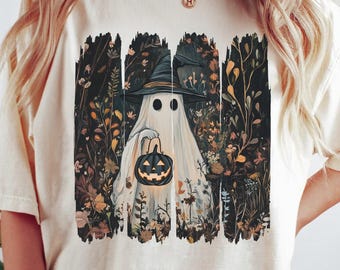 Fantasma de otoño de Halloween estilo boho PNG, Calabaza rosa femenina PNG, Flores boho de otoño PNG, Halloween PNG, Ambiente otoñal PNG, Temporada espeluznante PNG popular ahora