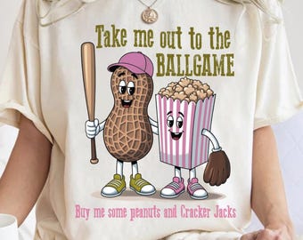 Llévame al partido de béisbol Cómprame unos cacahuetes y Cracker Jacks Png, Mamá de softbol Png, Linda mamá de softbol retro Png, Softbol Png