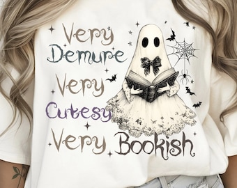 Very Demure Png, Very Demure Very Cutesy Very Bookish PNG, Lacey Ghost Png, Spooky Season Png, Halloween Ghost Png, Book Halloween Png