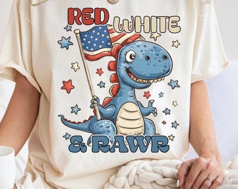 Red White and Rawr png, American Flag PNG, Dinosaur PNG, Kids 4th of July PNG, Patriotic Png for Boys, , Sublimation Designs Downloads