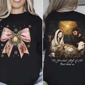 Jesus Christmas Coquette Bow Png, Christian Christmas Png, Nativity Scene Png, Baby Jesus Png, Bible Verse Png, Glitter, Pink Christmas Png