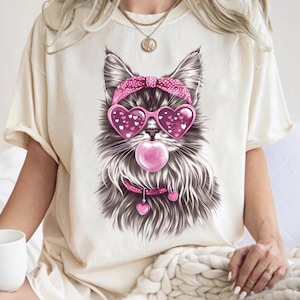 Cat Png, Funny Cat With Sunglasses, Blowing Bubble PNG, Cat Lover Png, Cat Mom Png, Mama Cat Png, Coquette Cat Png, Spring Coquette Png