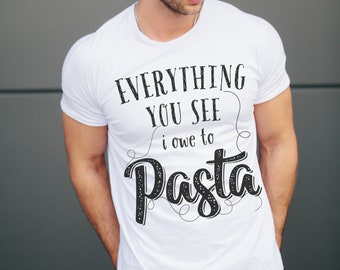 Italian theme funny t-shirt, Italian foodie gift. A fun foodie tshirt men or women will love! classic casual fit day or night tshirt wear