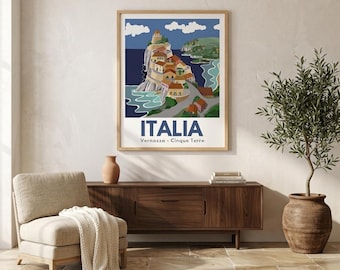 Cinque Terre Italy Travel Poster | Vernazza Coastal Art Print (Matte Finish)