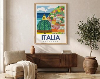 Positano Italy Travel Poster – Amalfi Coast Wall Art (Matte Print)