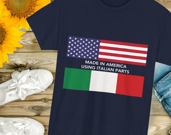 Fun T-shirt with funny Italian theme Italian-American shirt. Tshirt for men or women, funny tee, classic casual fit day or night tshirt wear