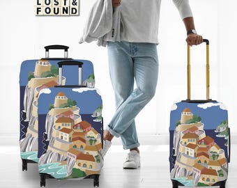 Italian Theme Stretchy Luggage Cover Suitcase Protector Stylish Travel Bag Carry On Vacation Accessory