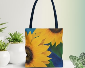 Sunflower Tote Bag | Reusable Floral Shoulder Bag for Beach, Grocery Shopping & Everyday Use