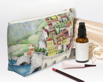 Makeup bag Italian theme cosmetic bag or travel accessory pouch, multipurpose gift for her purse organizer, pencil case, travel essentials.