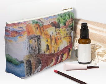 Makeup bag Italian theme cosmetic bag travel accessory bag, multipurpose birthday gift for her Mother's Day for purse or travel essentials